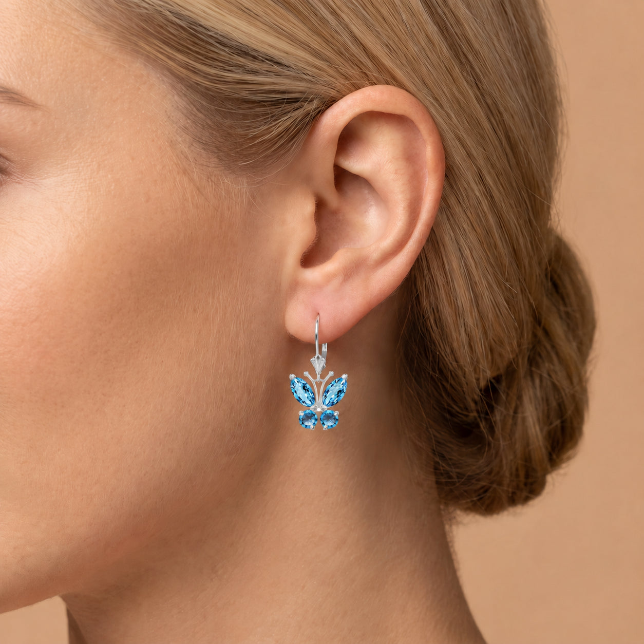 White Gold Aura Earrings Blue Topaz 10K — Luciana