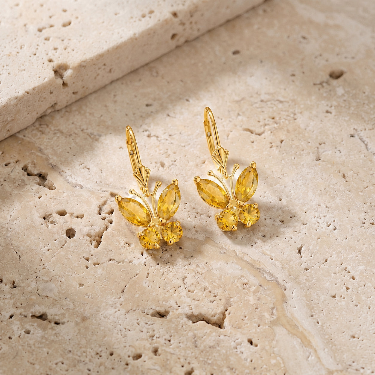 Yellow Gold Aura Earrings Blue Topaz 10K — Luciana