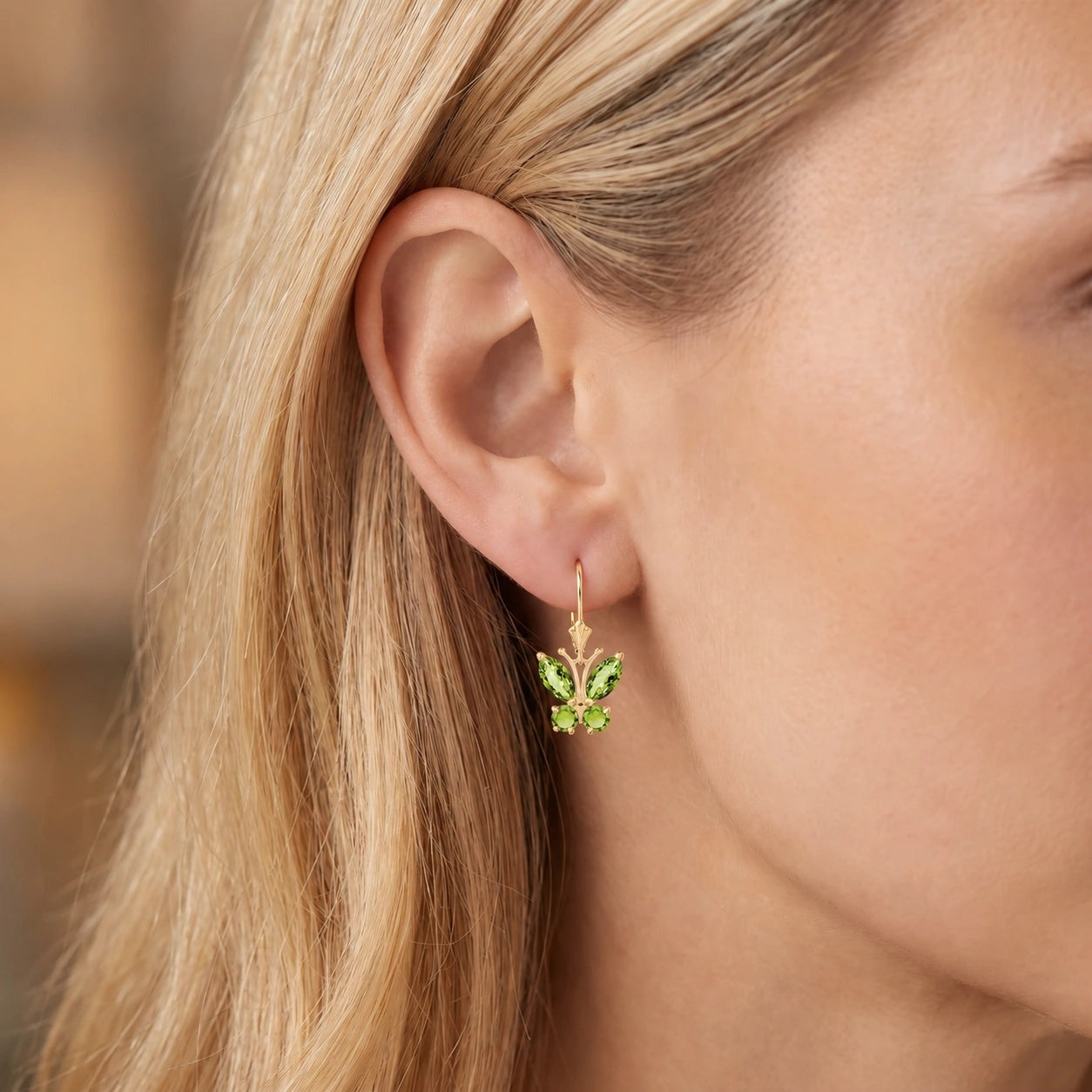 Yellow Gold Aura Earrings Blue Topaz 10K — Luciana