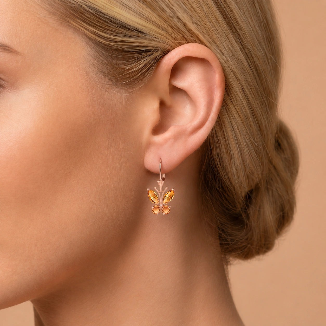 Rose Gold Aura Earrings Citrine 10K — Luciana