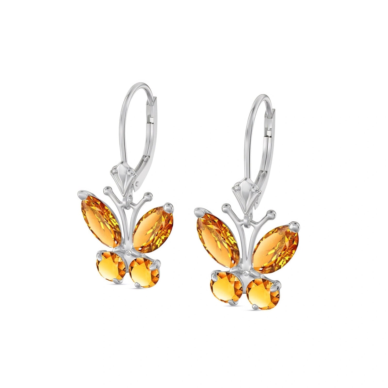White Gold Aura Earrings Citrine 10K — Luciana