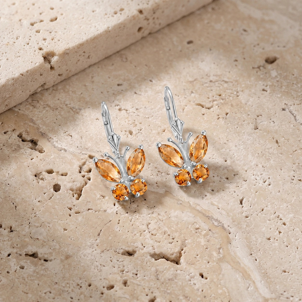 White Gold Aura Earrings Citrine 10K — Luciana