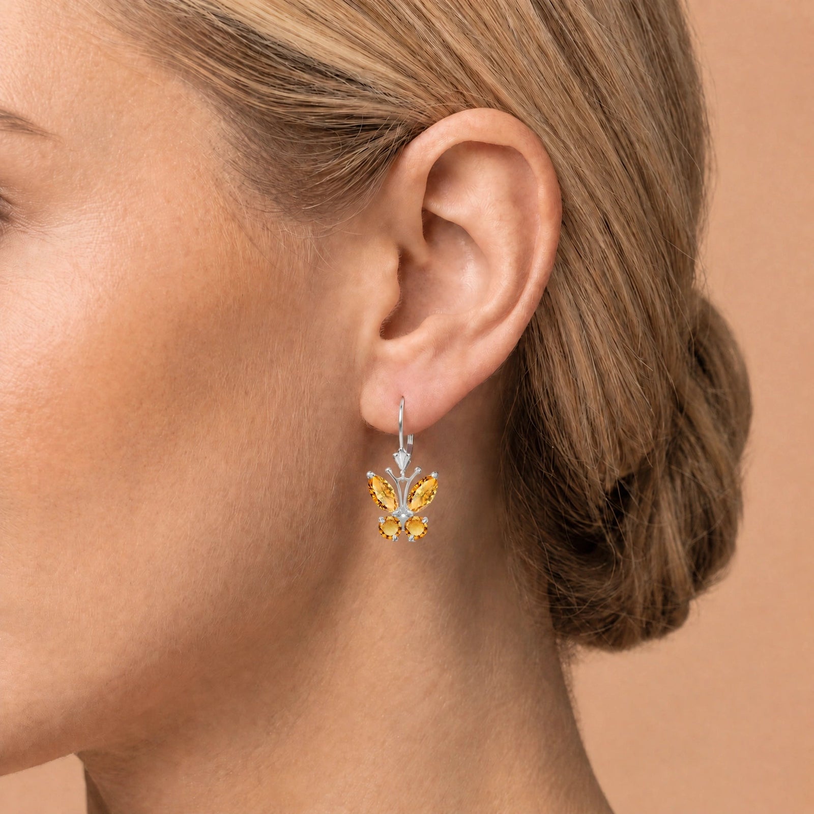 White Gold Aura Earrings Citrine 10K — Luciana