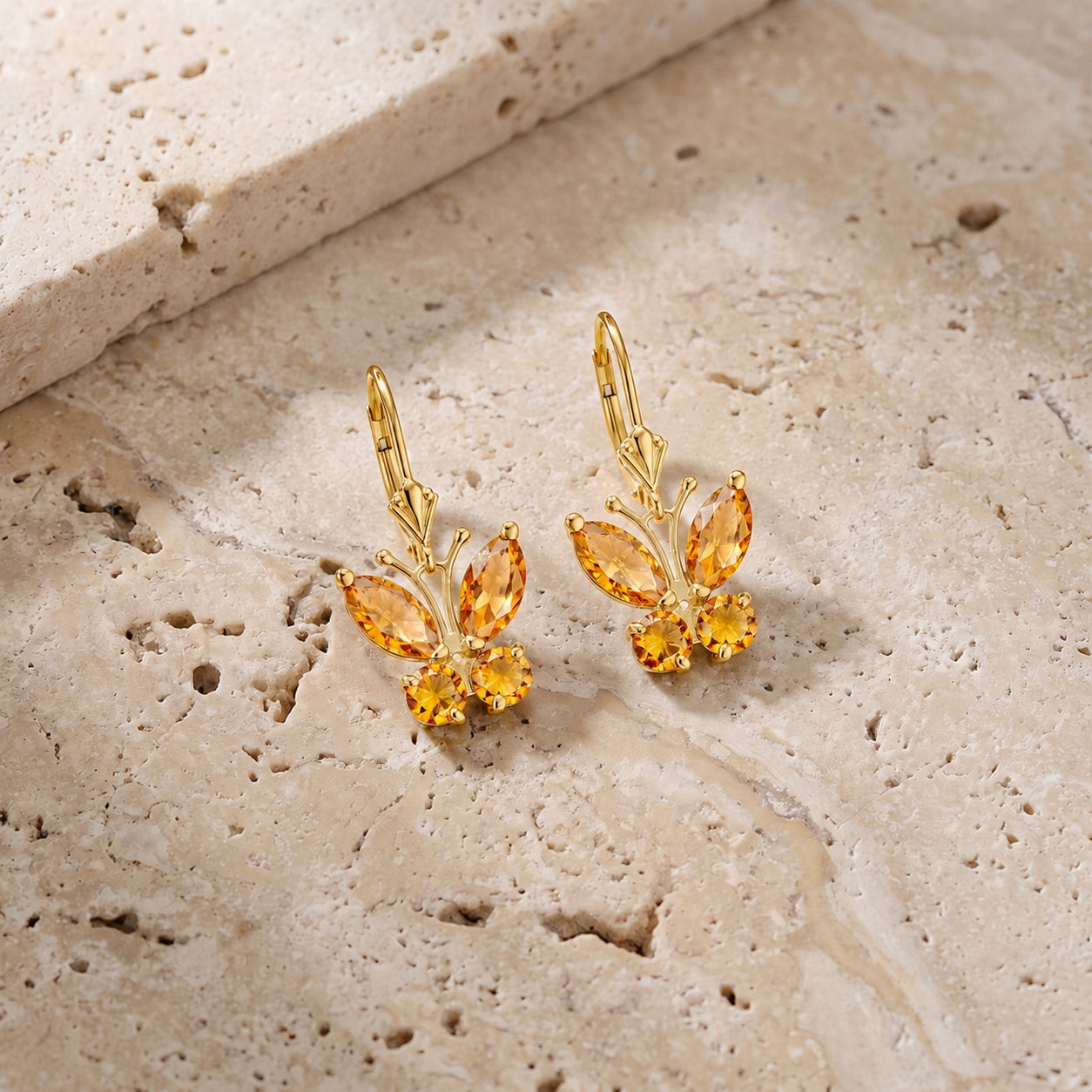 Yellow Gold Aura Earrings Citrine 10K — Luciana