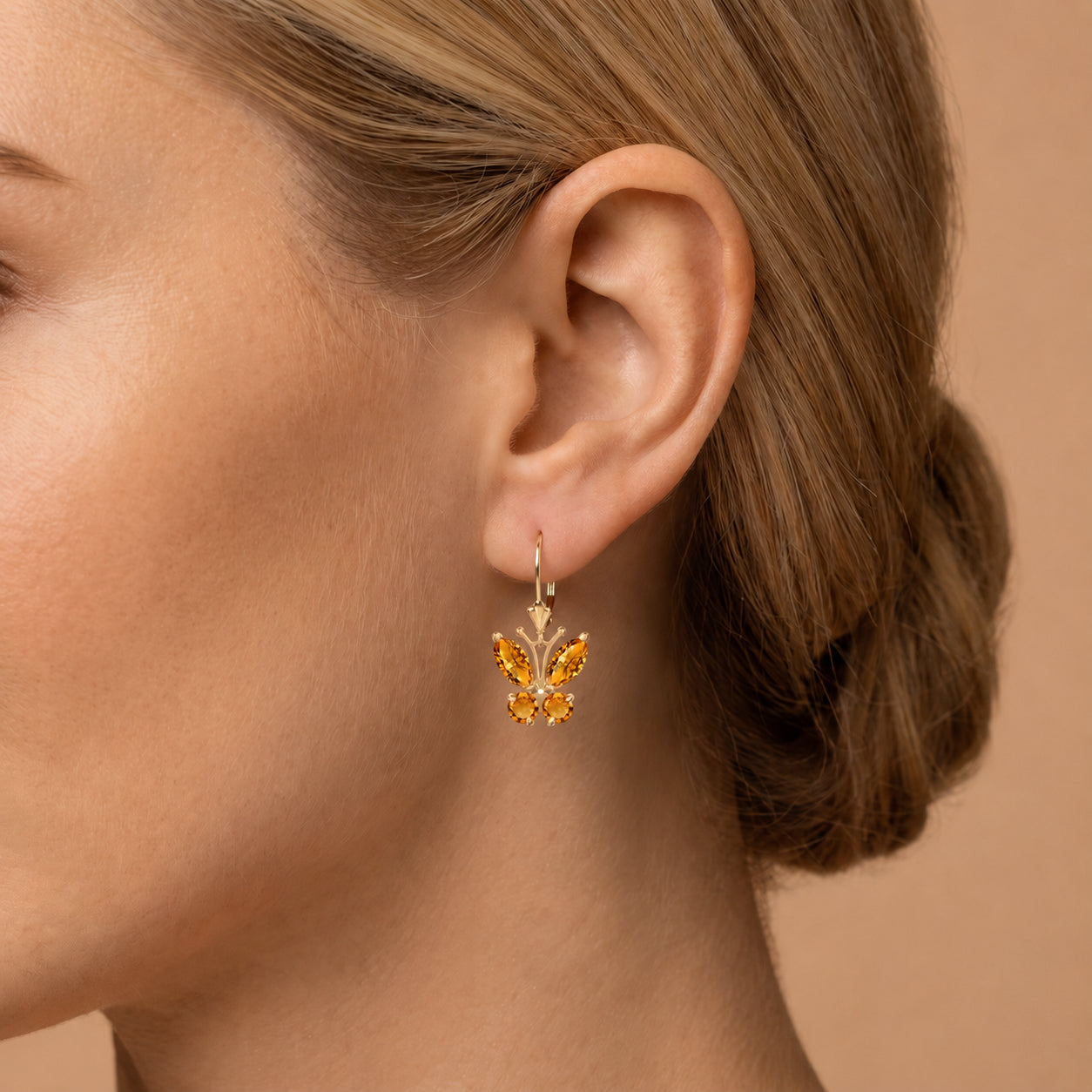 Yellow Gold Aura Earrings Citrine 10K — Luciana