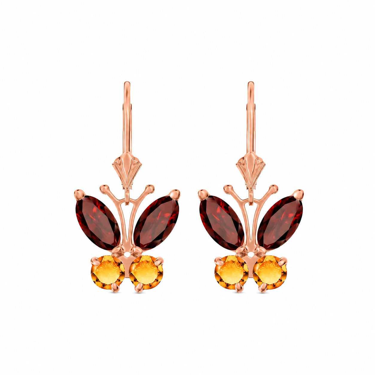 Rose Gold Aura Earrings Garnet 10K — Luciana
