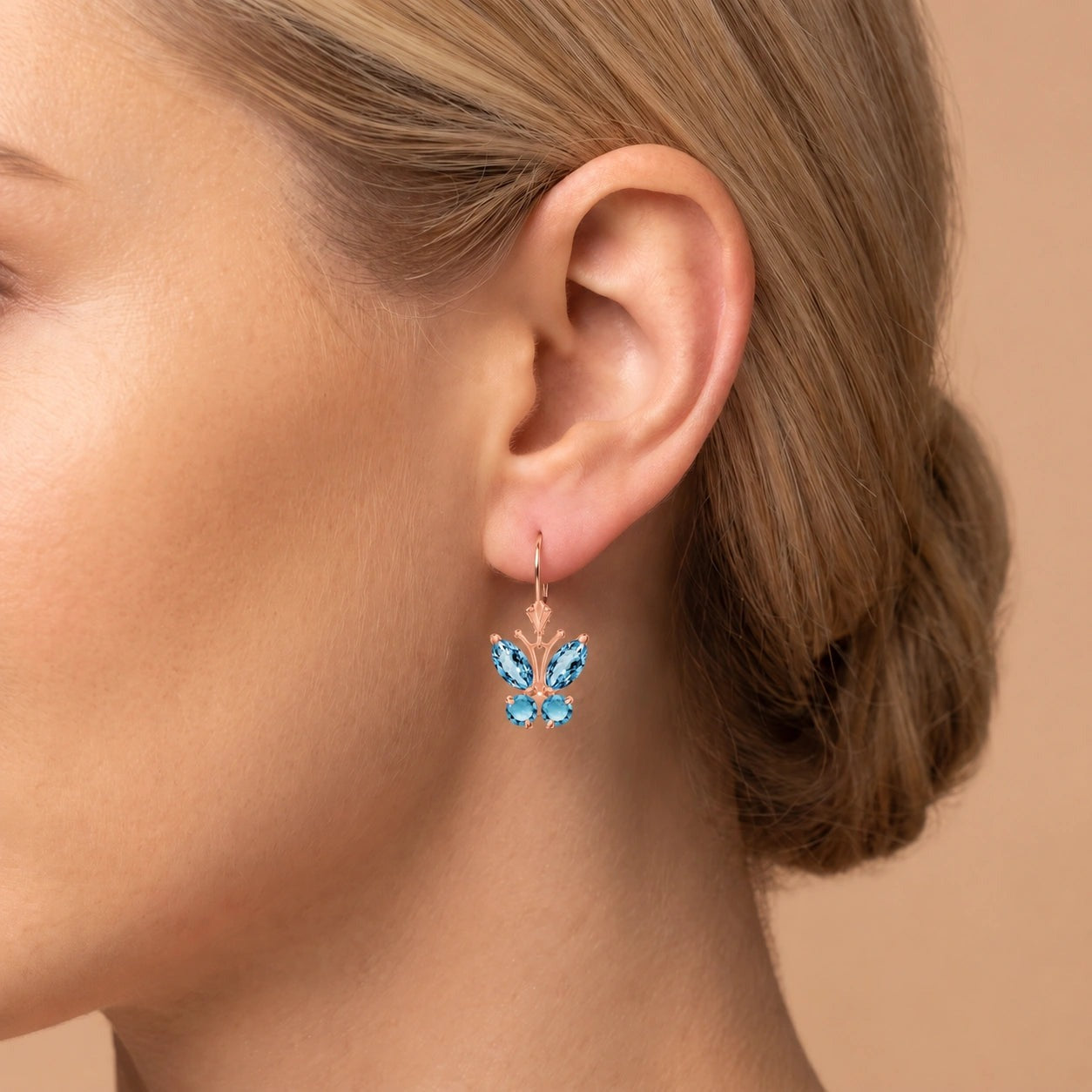 Rose Gold Aura Earrings Garnet 10K — Luciana