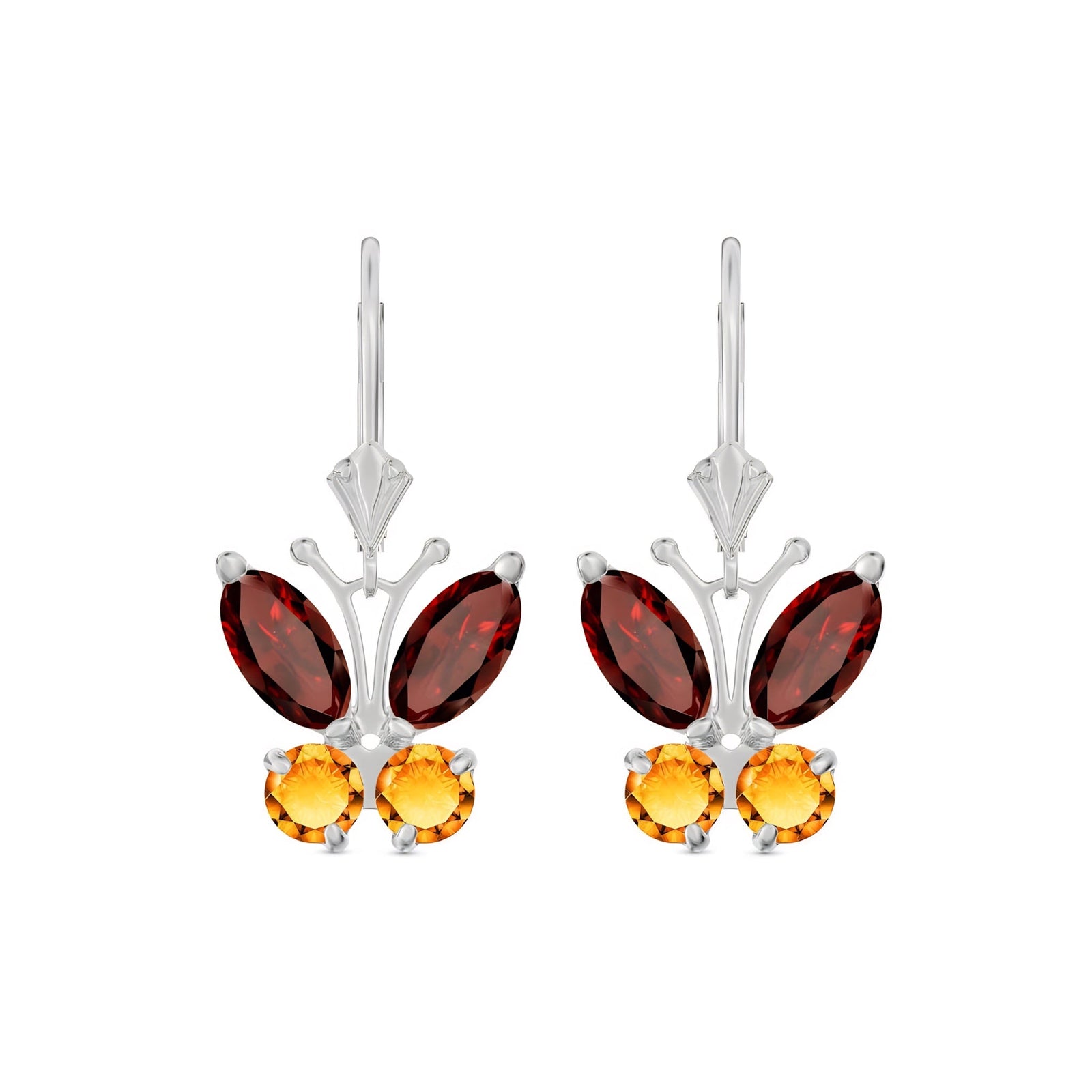 White Gold Aura Earrings Garnet 10K — Luciana