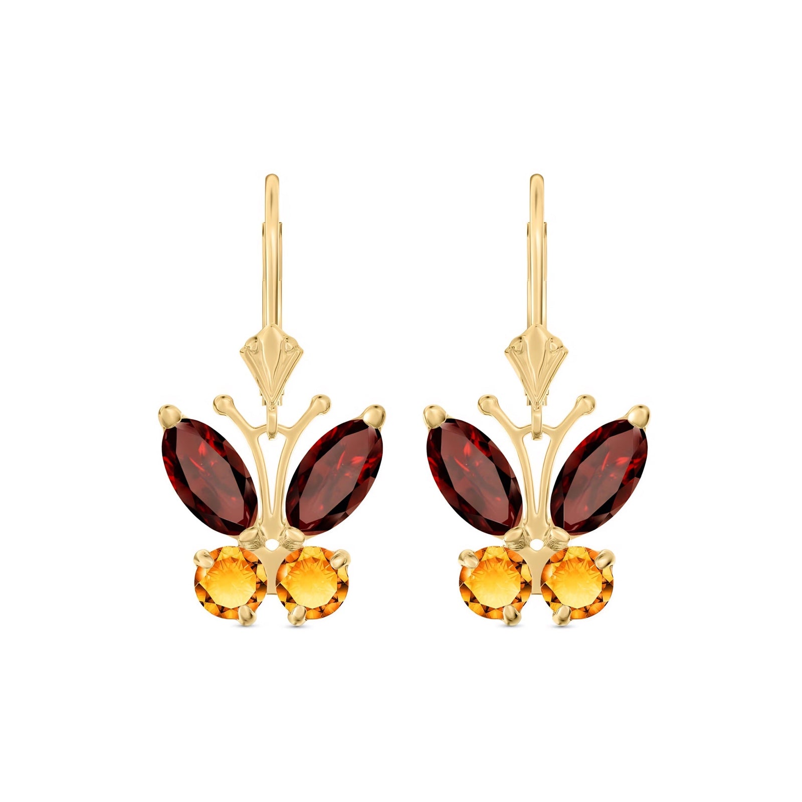 Yellow Gold Aura Earrings Garnet 10K — Luciana