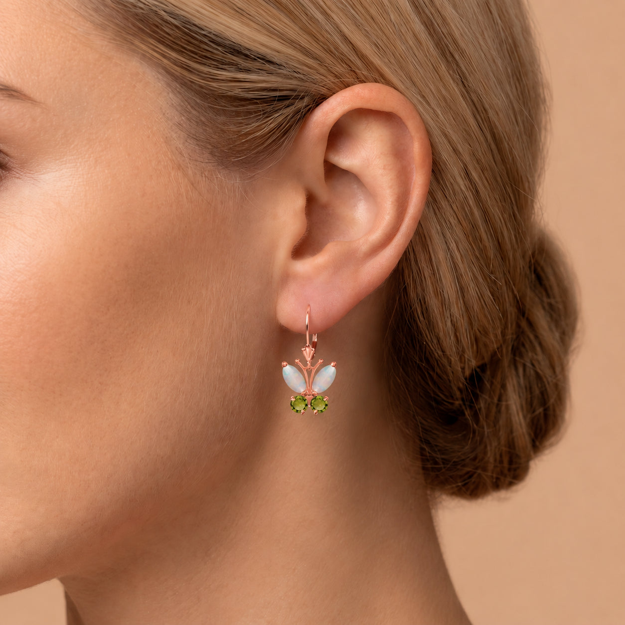 Rose Gold Aura Earrings Opal 10K — Luciana