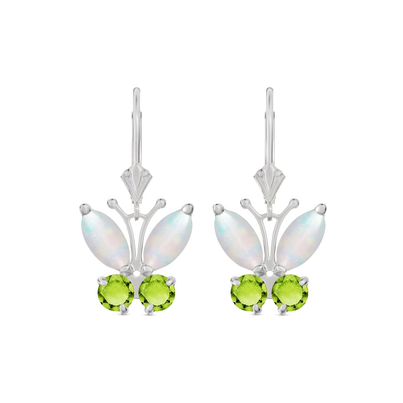 White Gold Aura Earrings Opal 10K — Luciana