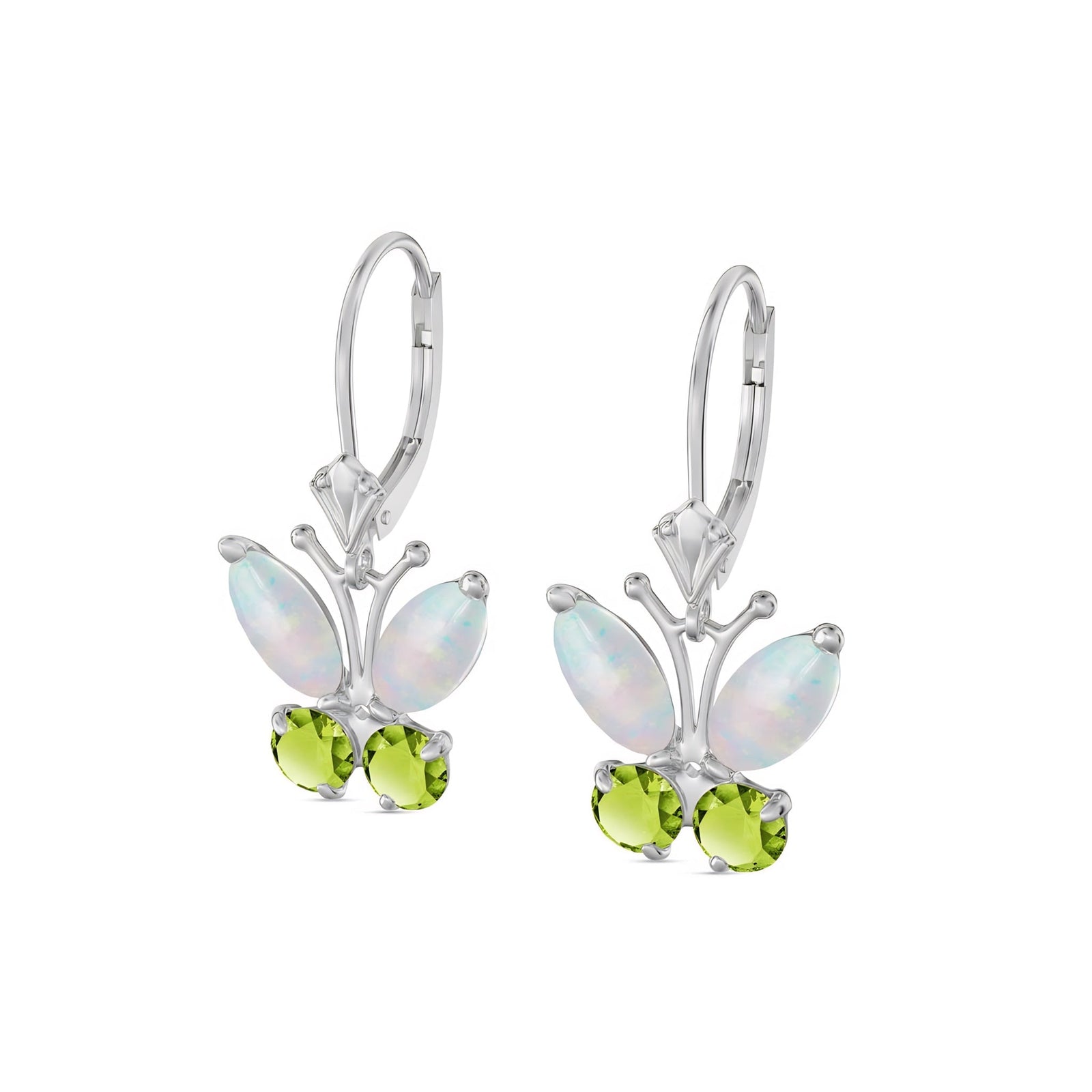 White Gold Aura Earrings Opal 10K — Luciana