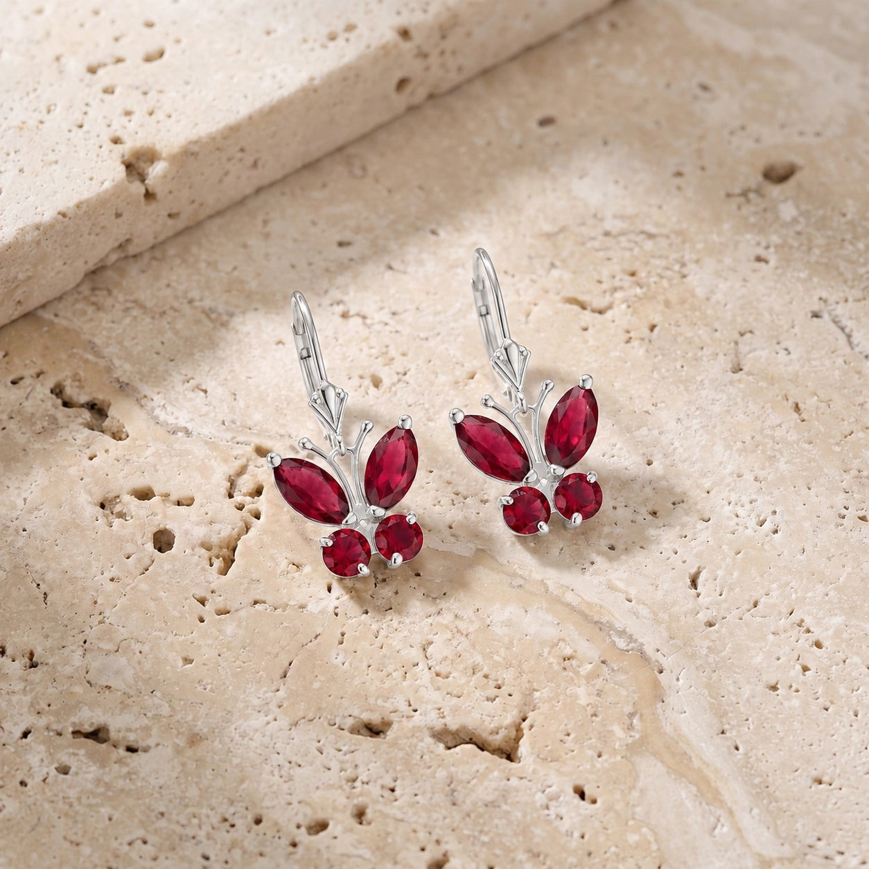 White Gold Aura Earrings Opal 10K — Luciana