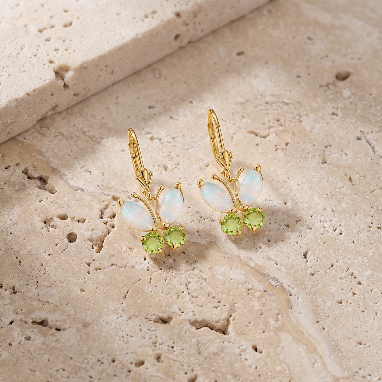 Yellow Gold Aura Earrings Opal 10K — Luciana