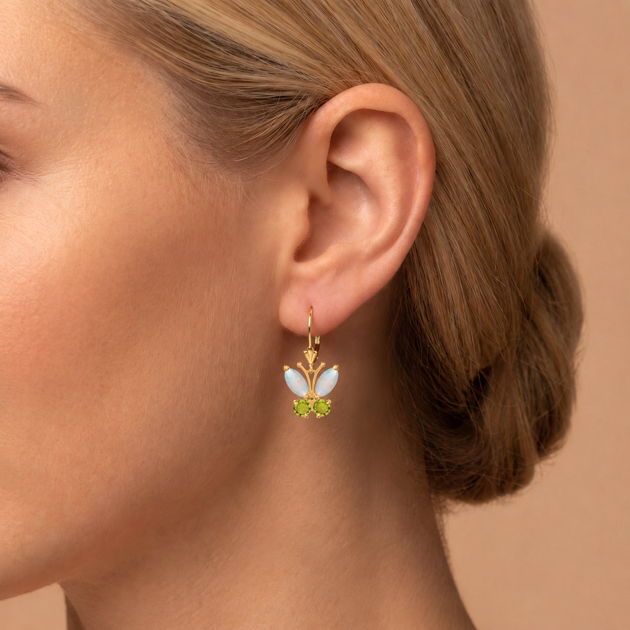 Yellow Gold Aura Earrings Opal 10K — Luciana
