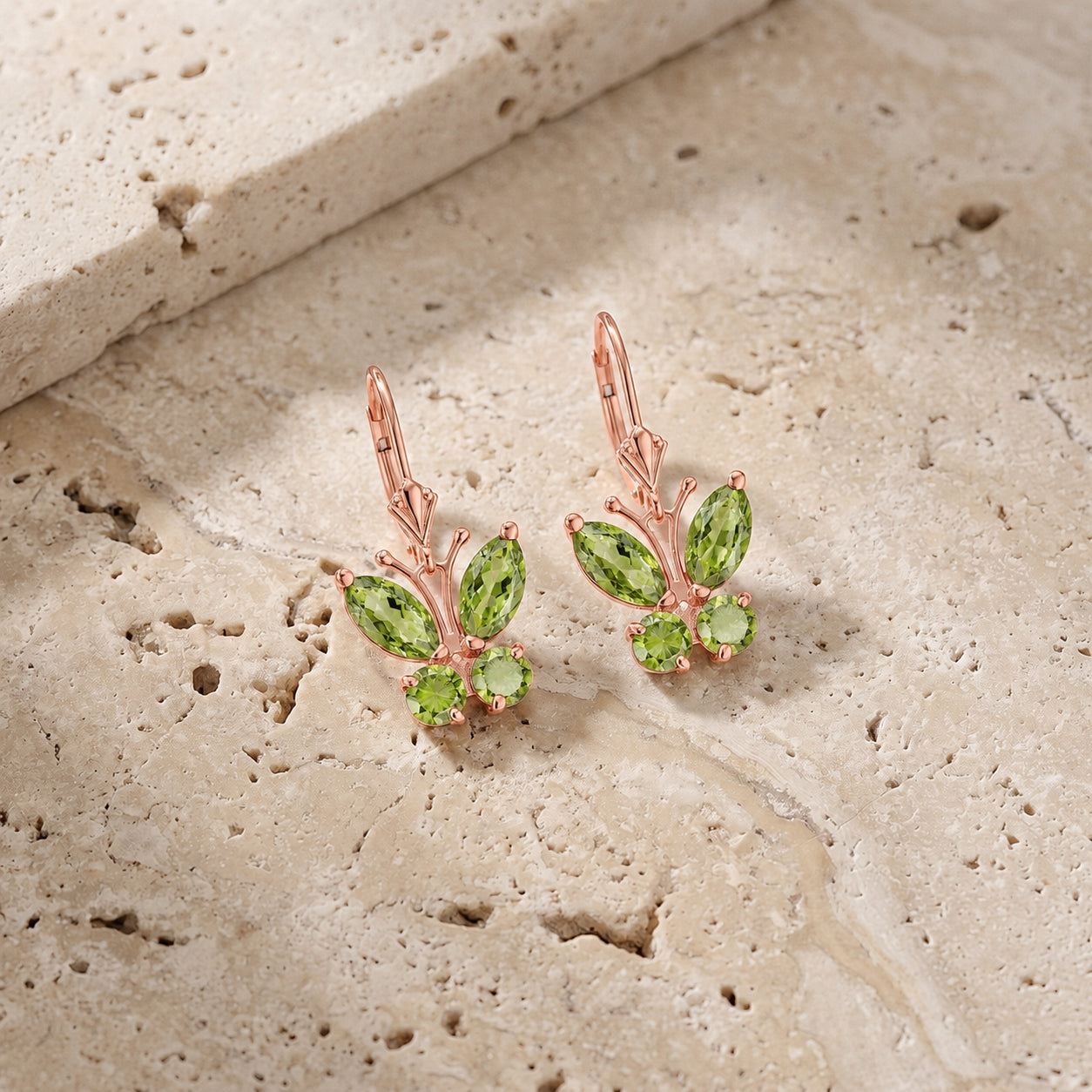 Rose Gold Aura Earrings Peridot 10K — Luciana