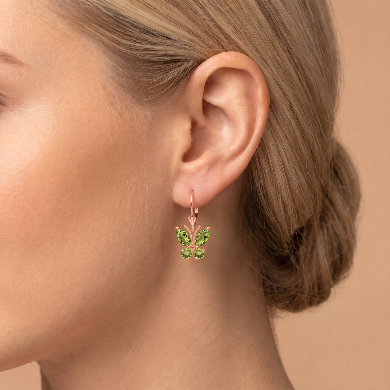 Rose Gold Aura Earrings Peridot 10K — Luciana