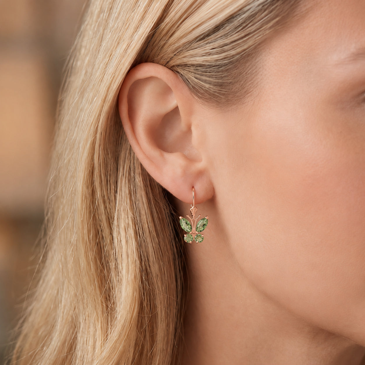 Rose Gold Aura Earrings Peridot 10K — Luciana