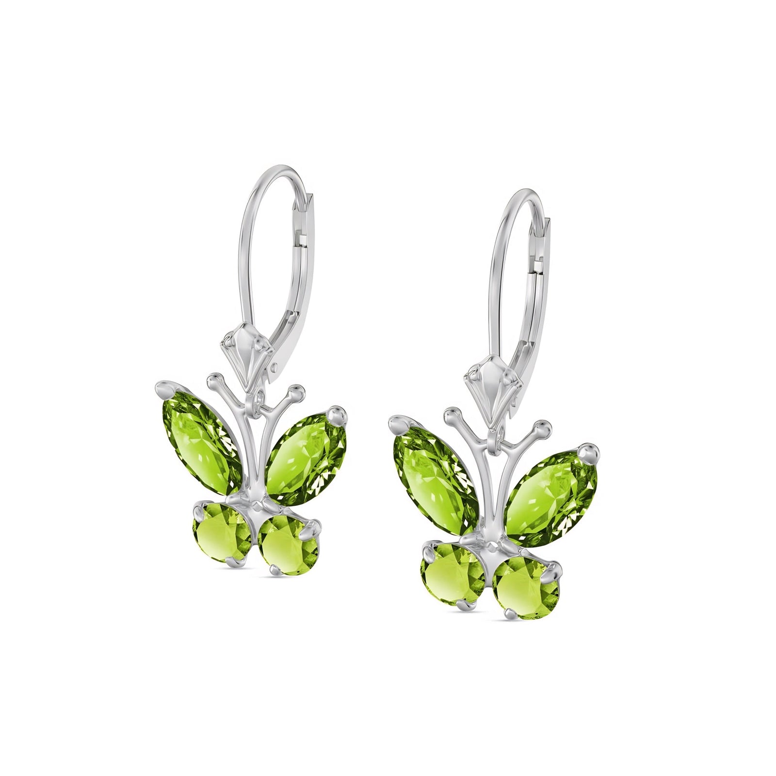White Gold Aura Earrings Peridot 10K — Luciana