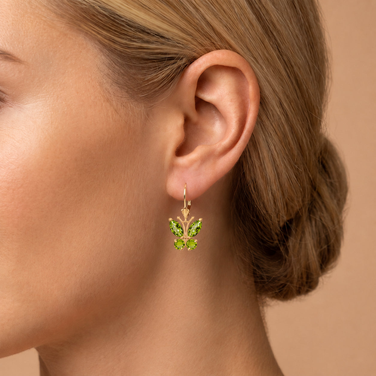 Yellow Gold Aura Earrings Peridot 10K — Luciana