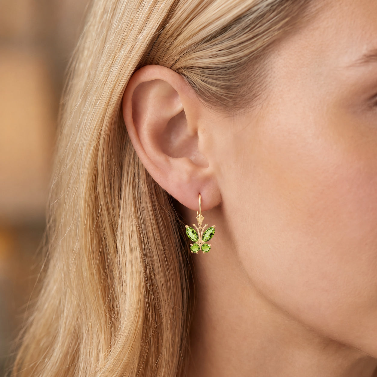 Yellow Gold Aura Earrings Peridot 10K — Luciana