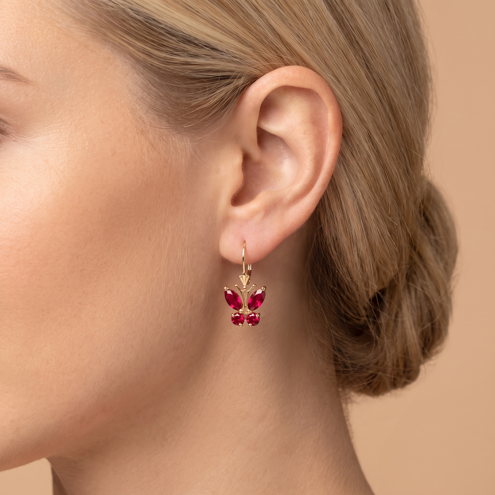 Yellow Gold Aura Earrings Ruby 10K — Luciana