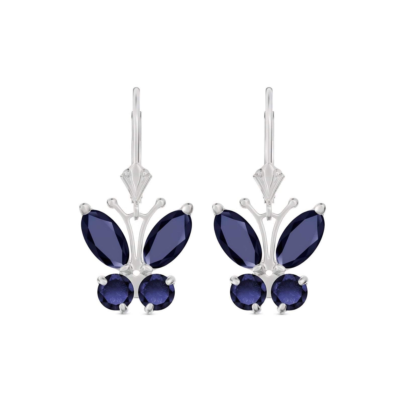 White Gold Aura Earrings Sapphire 10K — Luciana