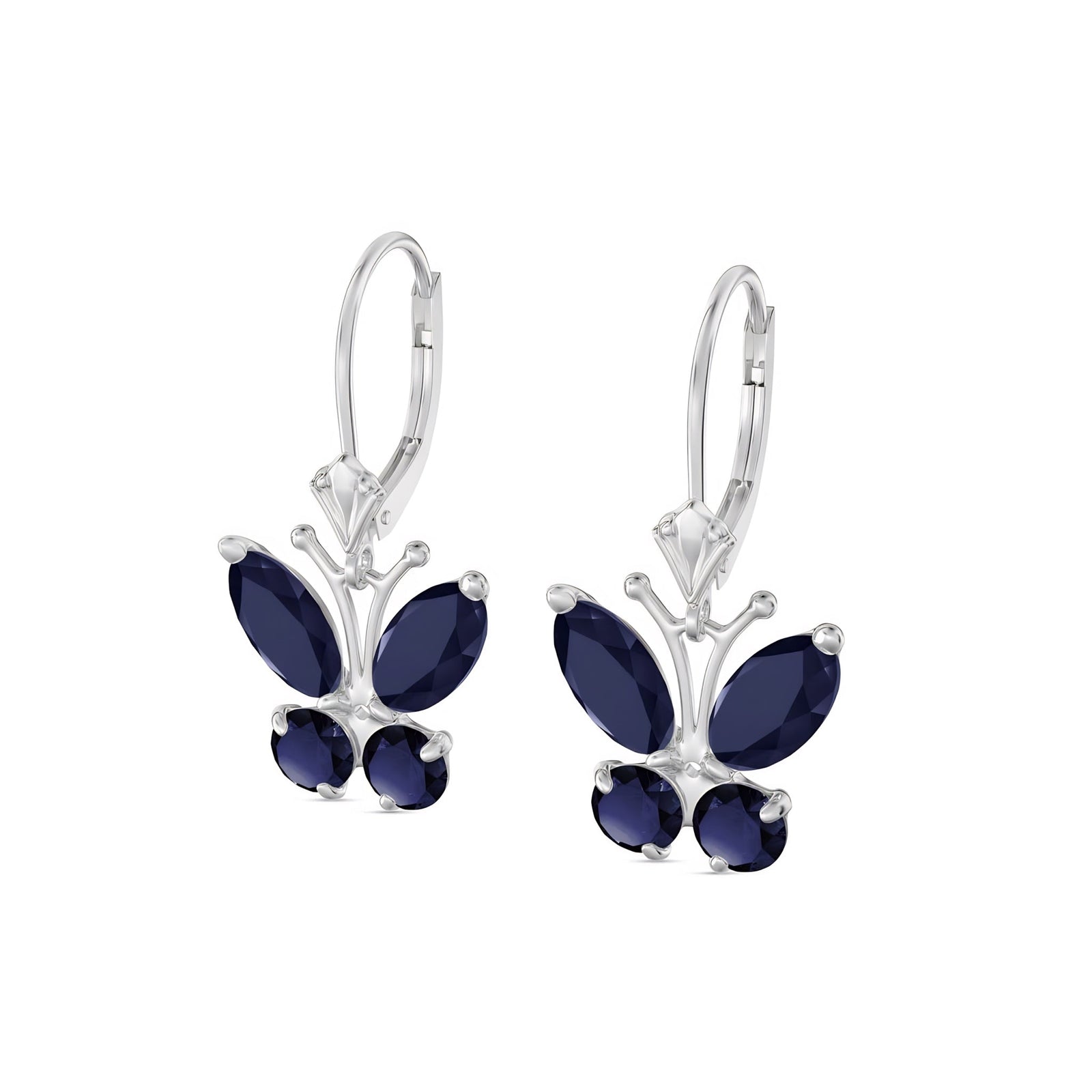 White Gold Aura Earrings Sapphire 10K — Luciana