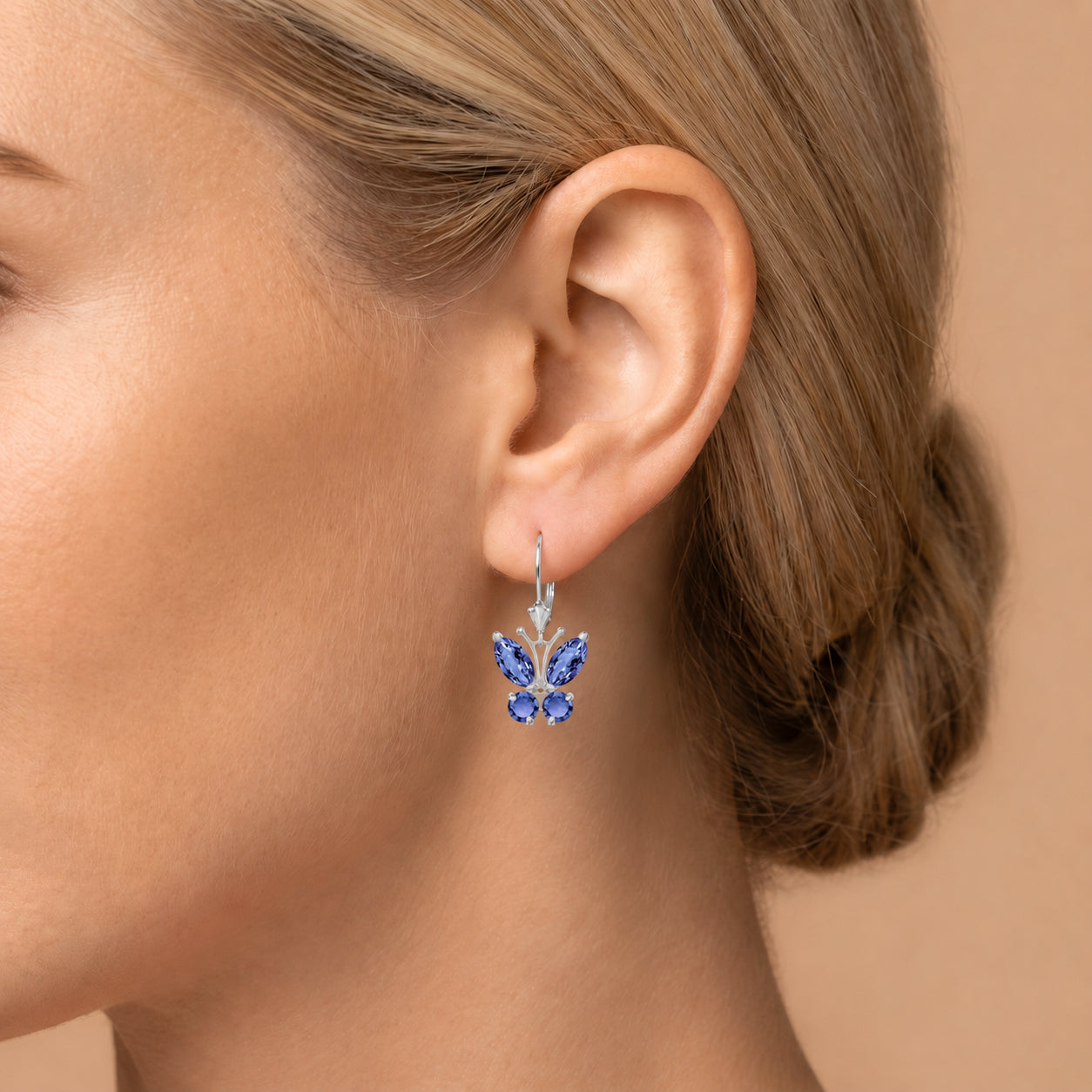 White Gold Aura Earrings Tanzanite 10K — Luciana
