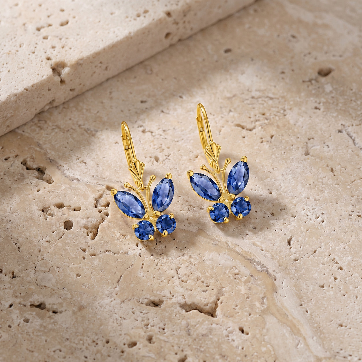 Yellow Gold Aura Earrings Tanzanite 10K — Luciana