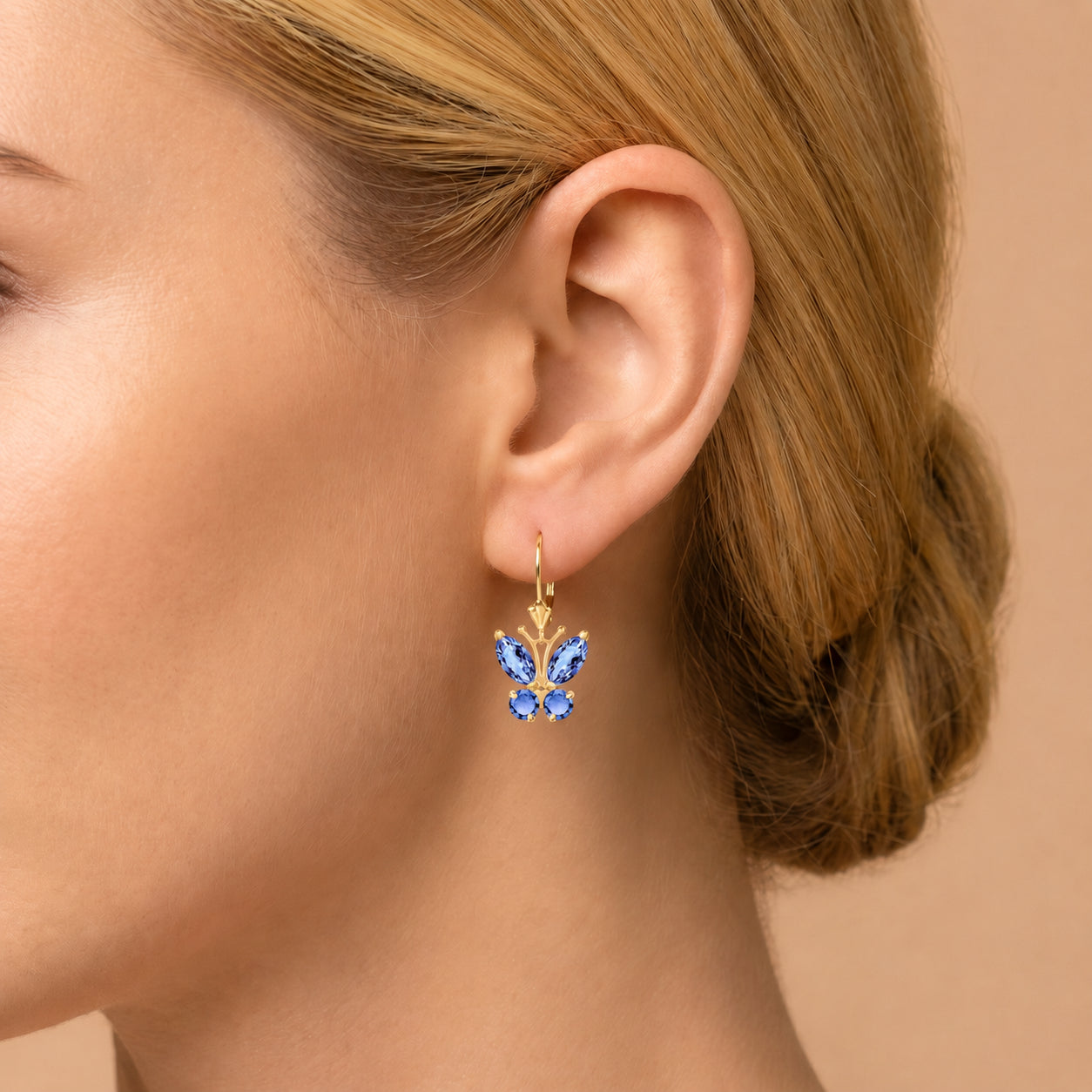 Yellow Gold Aura Earrings Tanzanite 10K — Luciana