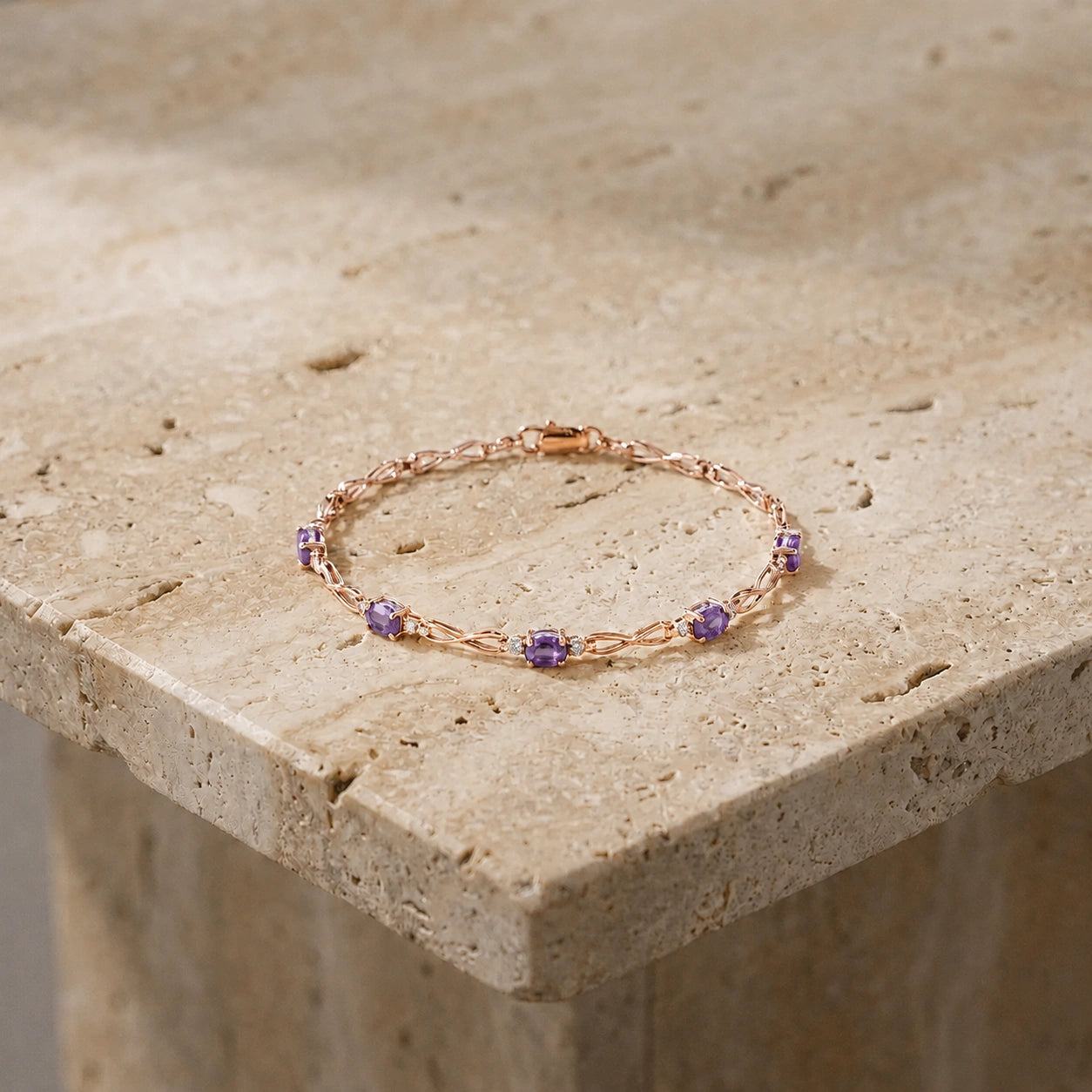 Rose Gold Diamond & Amethyst — Mariagreta