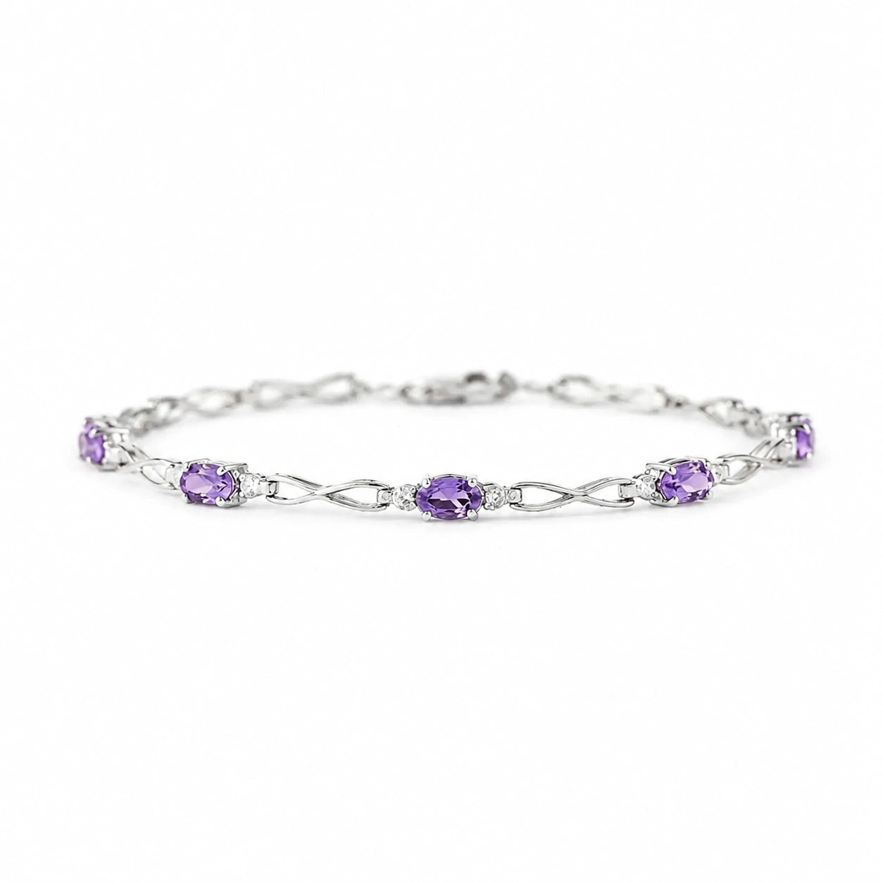 White Gold Diamond & Amethyst — Mariagreta