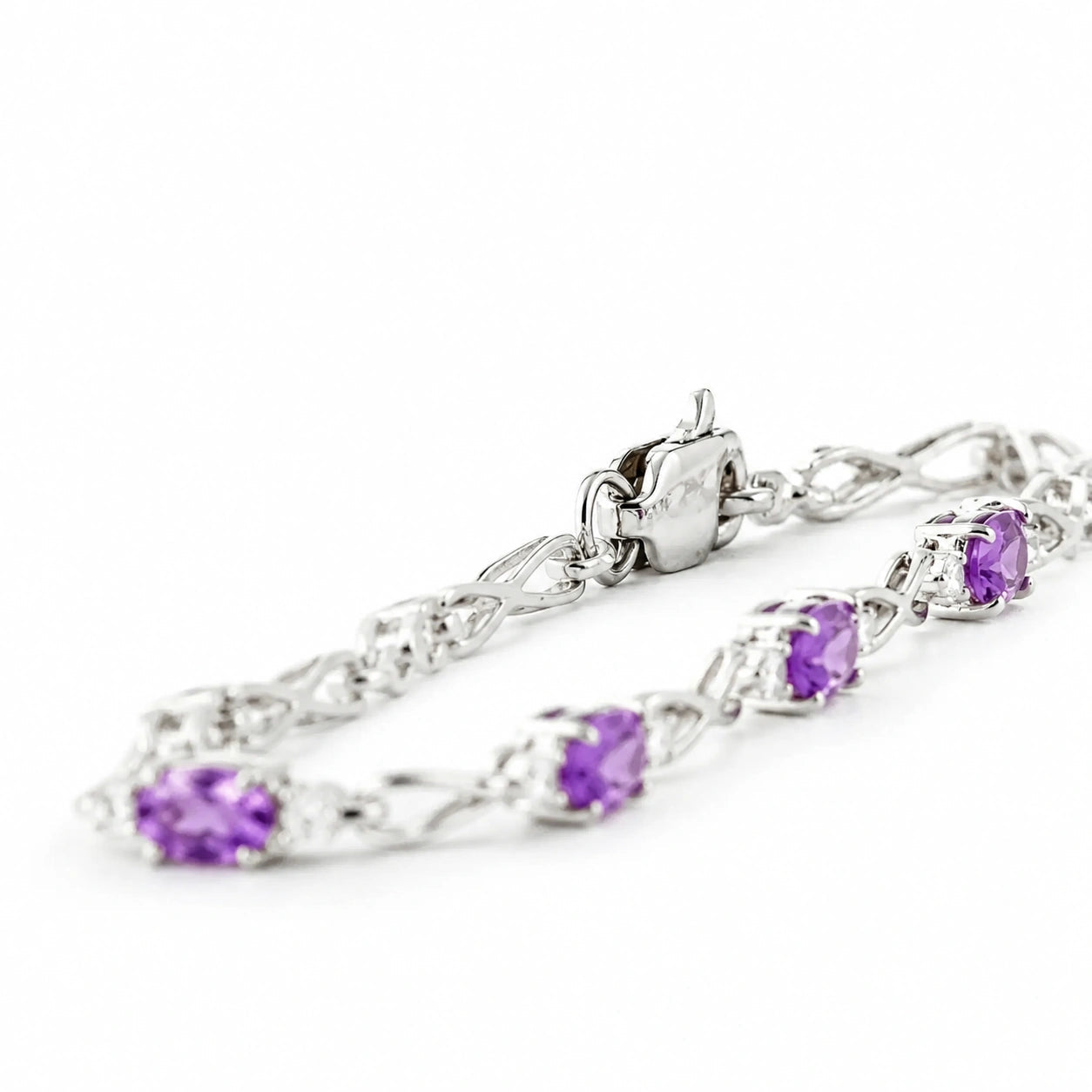 White Gold Diamond & Amethyst — Mariagreta