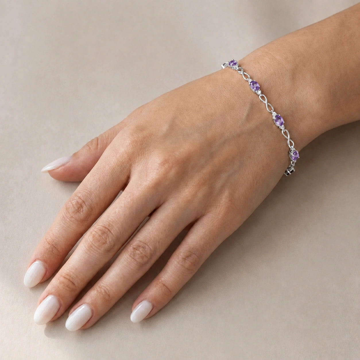 White Gold Diamond & Amethyst — Mariagreta