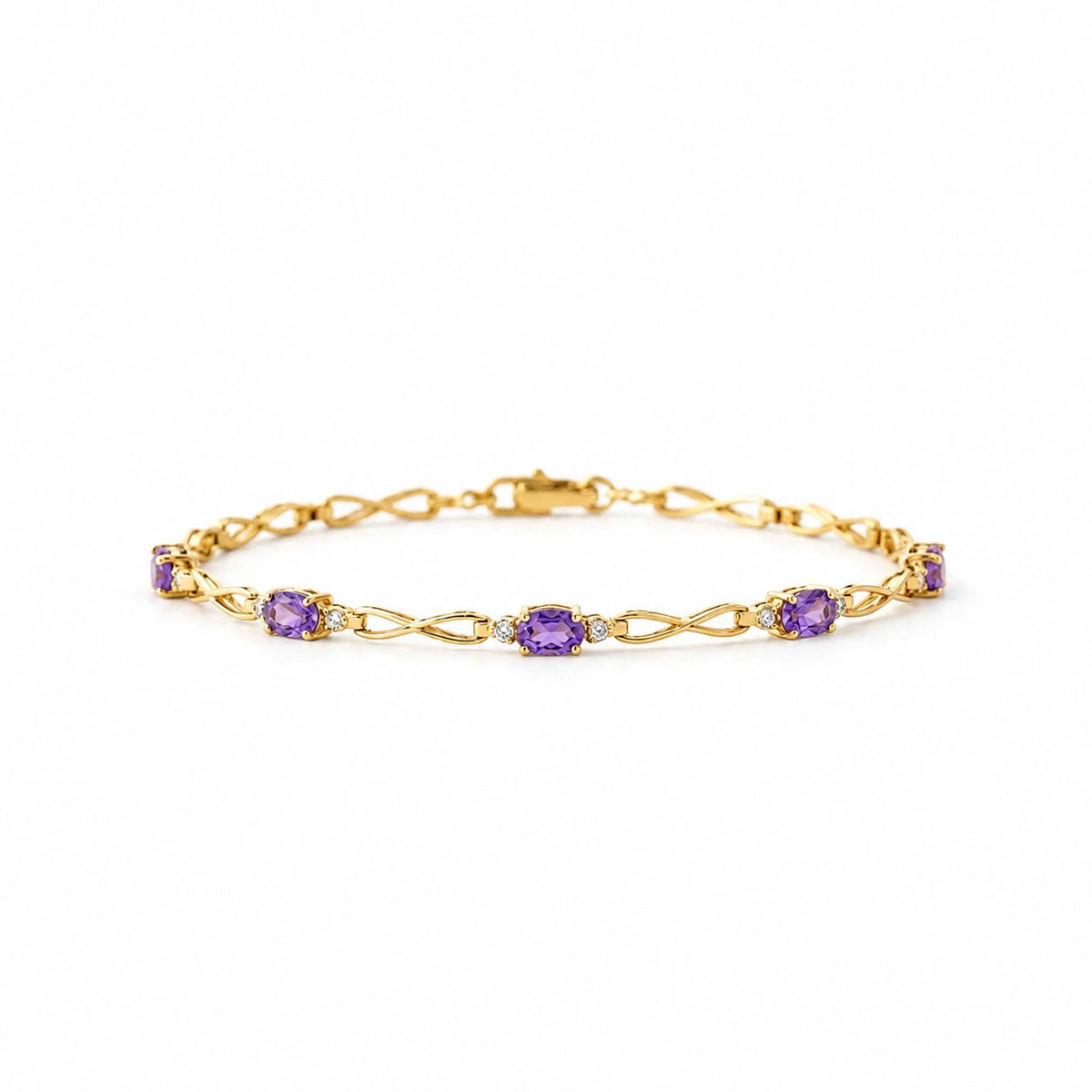 Yellow Gold Diamond & Amethyst — Mariagreta