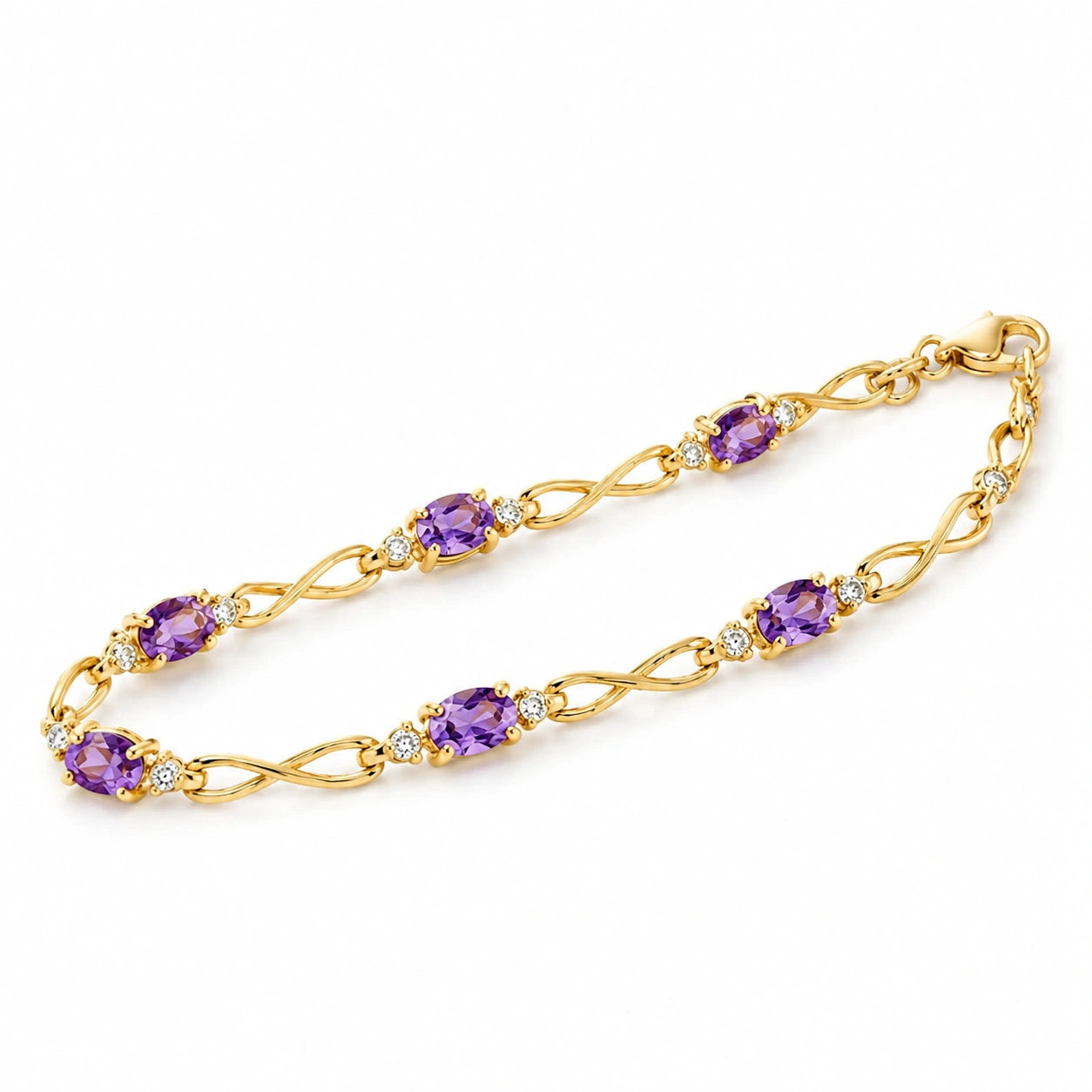 Yellow Gold Diamond & Amethyst — Mariagreta