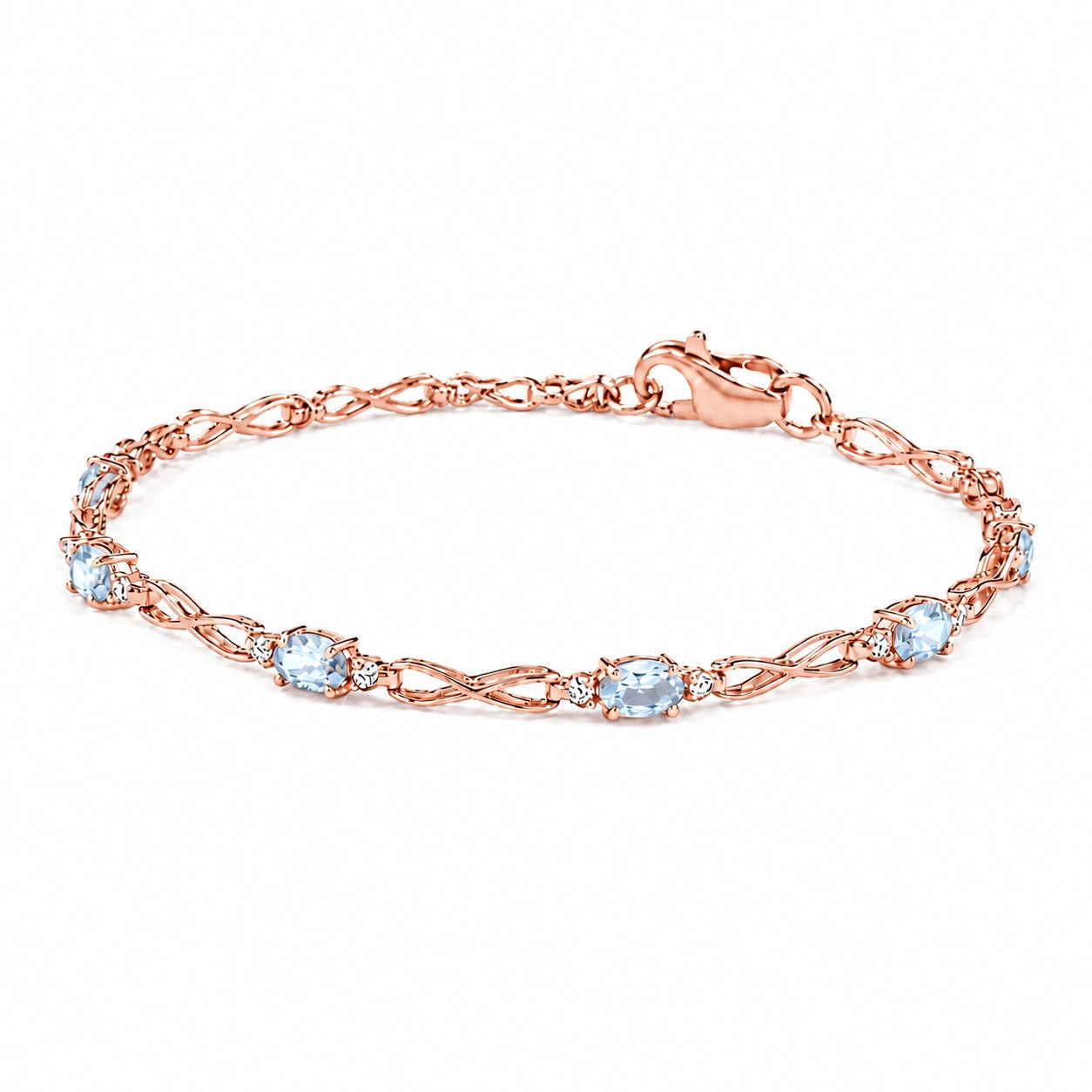 Rose Gold Diamond & Aquamarine — Mariagreta