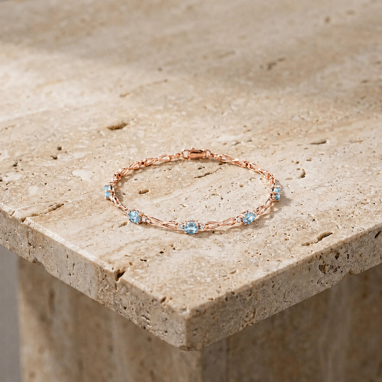 Rose Gold Diamond & Aquamarine — Mariagreta