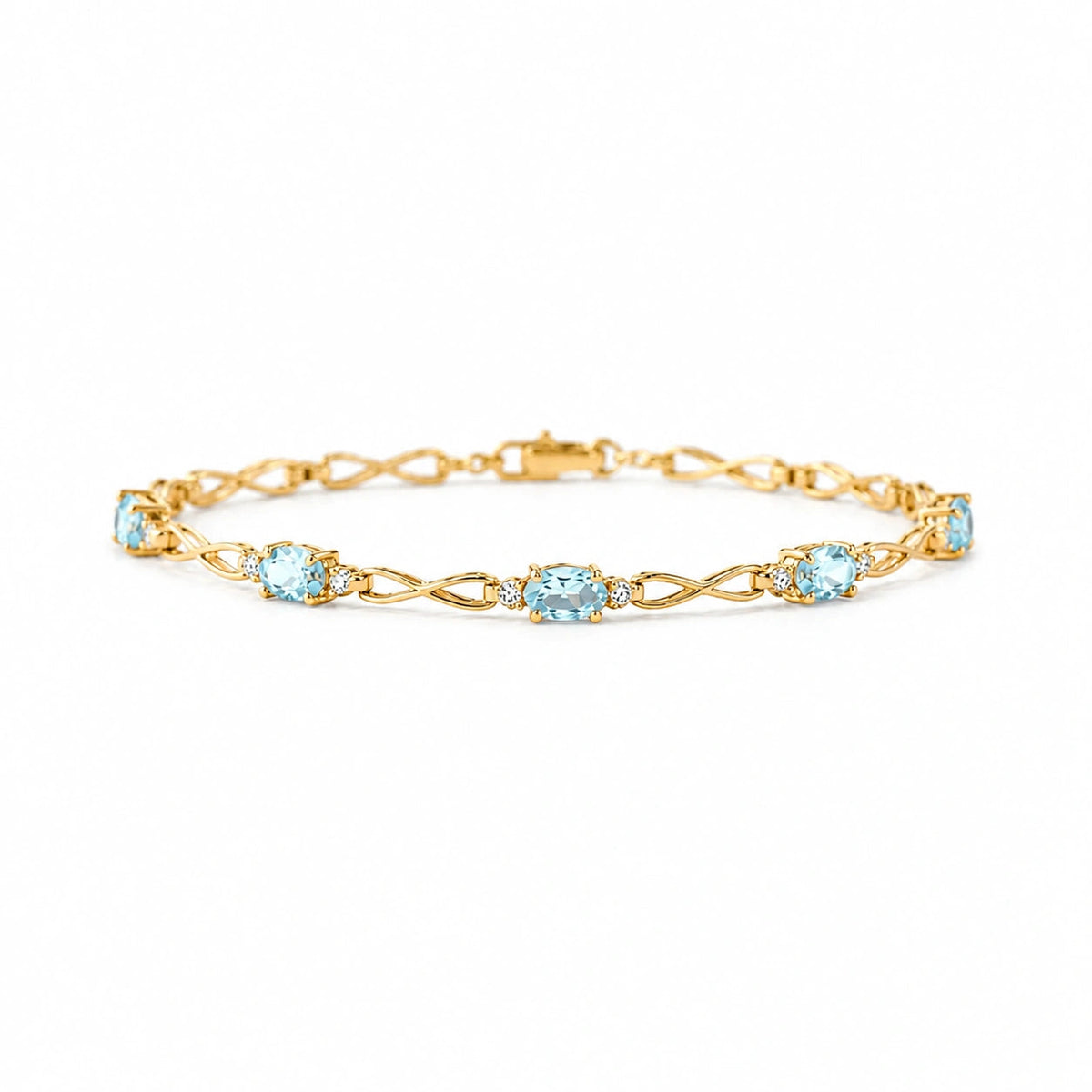 Yellow Gold Diamond & Aquamarine — Mariagreta