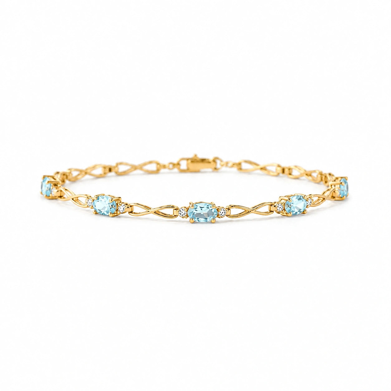 Yellow Gold Diamond & Aquamarine — Mariagreta