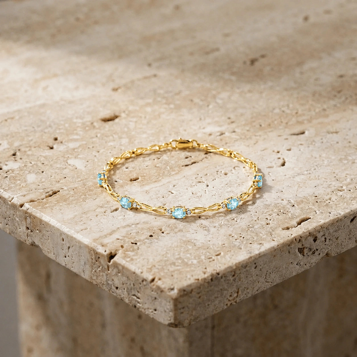 Yellow Gold Diamond & Aquamarine — Mariagreta