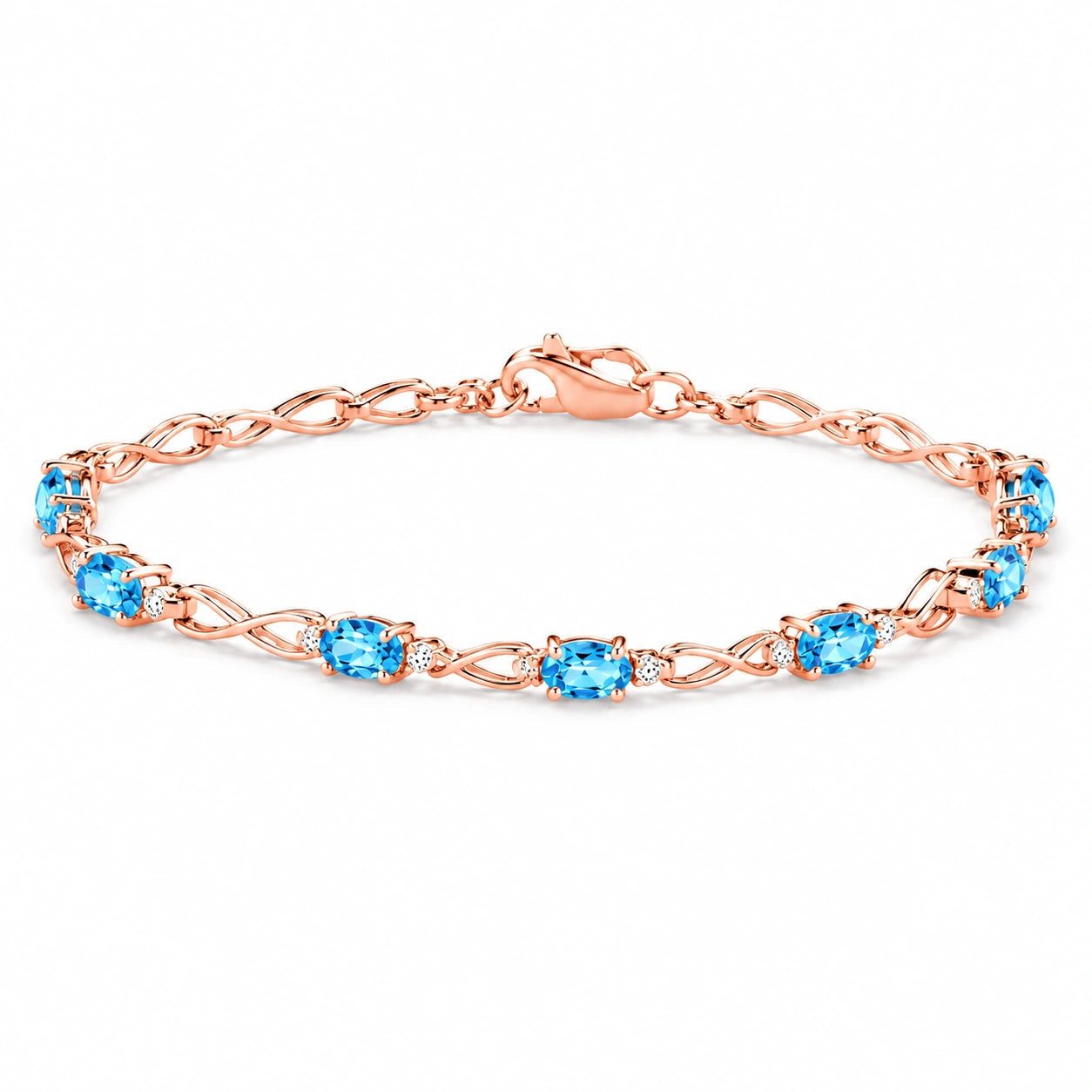 Rose Gold Diamond & Blue Topaz — Mariagreta