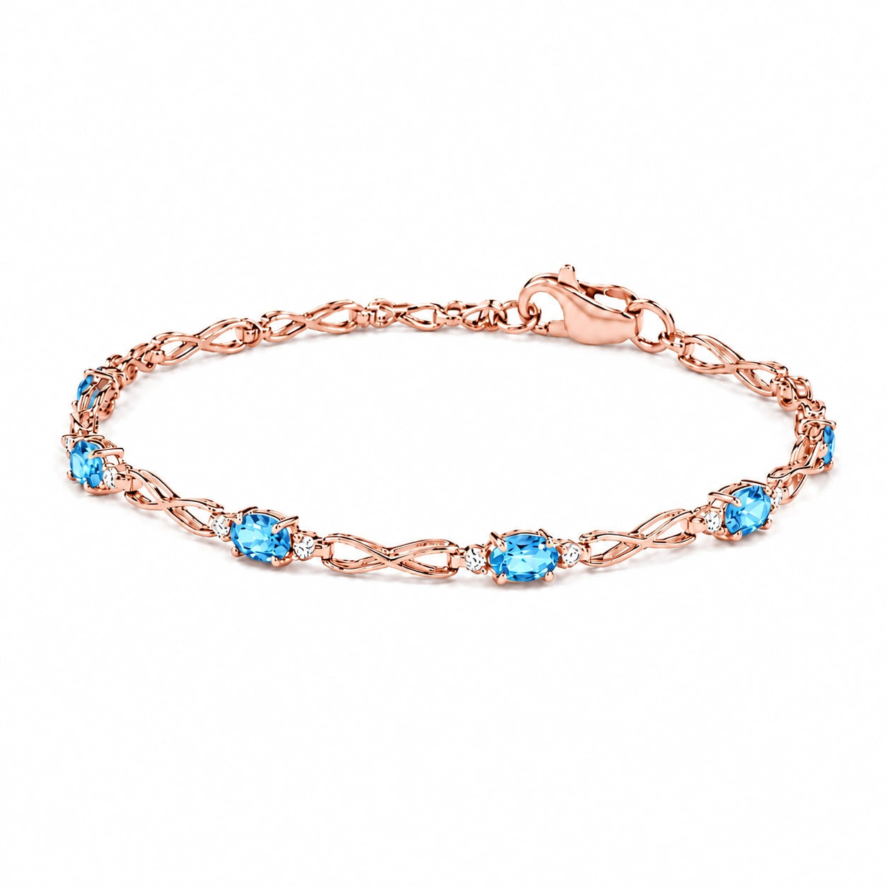 Rose Gold Diamond & Blue Topaz — Mariagreta