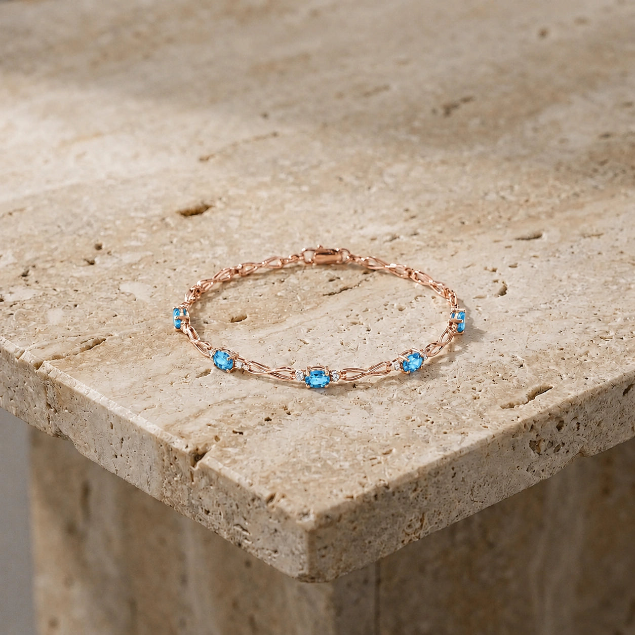 Rose Gold Diamond & Blue Topaz — Mariagreta