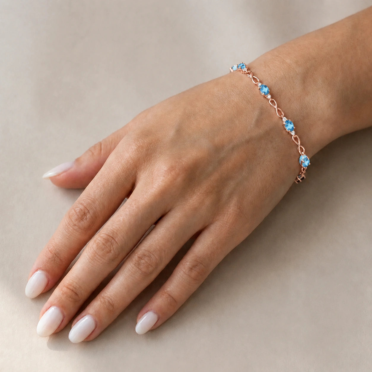 Rose Gold Diamond & Blue Topaz — Mariagreta