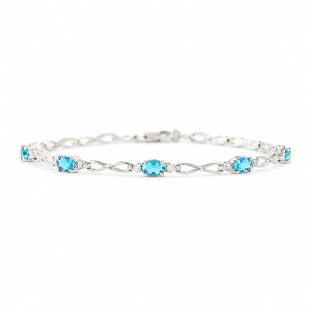 White Gold Diamond & Blue Topaz — Mariagreta