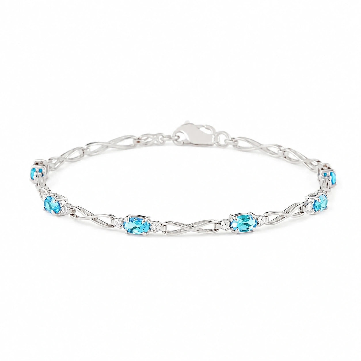 White Gold Diamond & Blue Topaz — Mariagreta