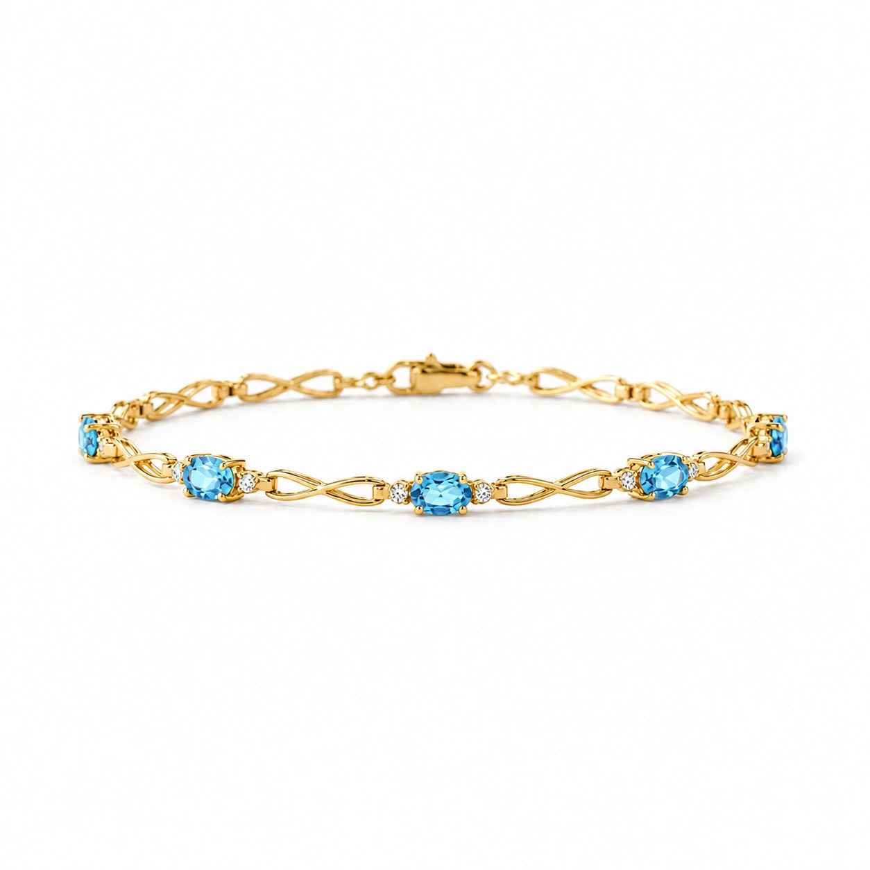 Yellow Gold Diamond & Blue Topaz — Mariagreta