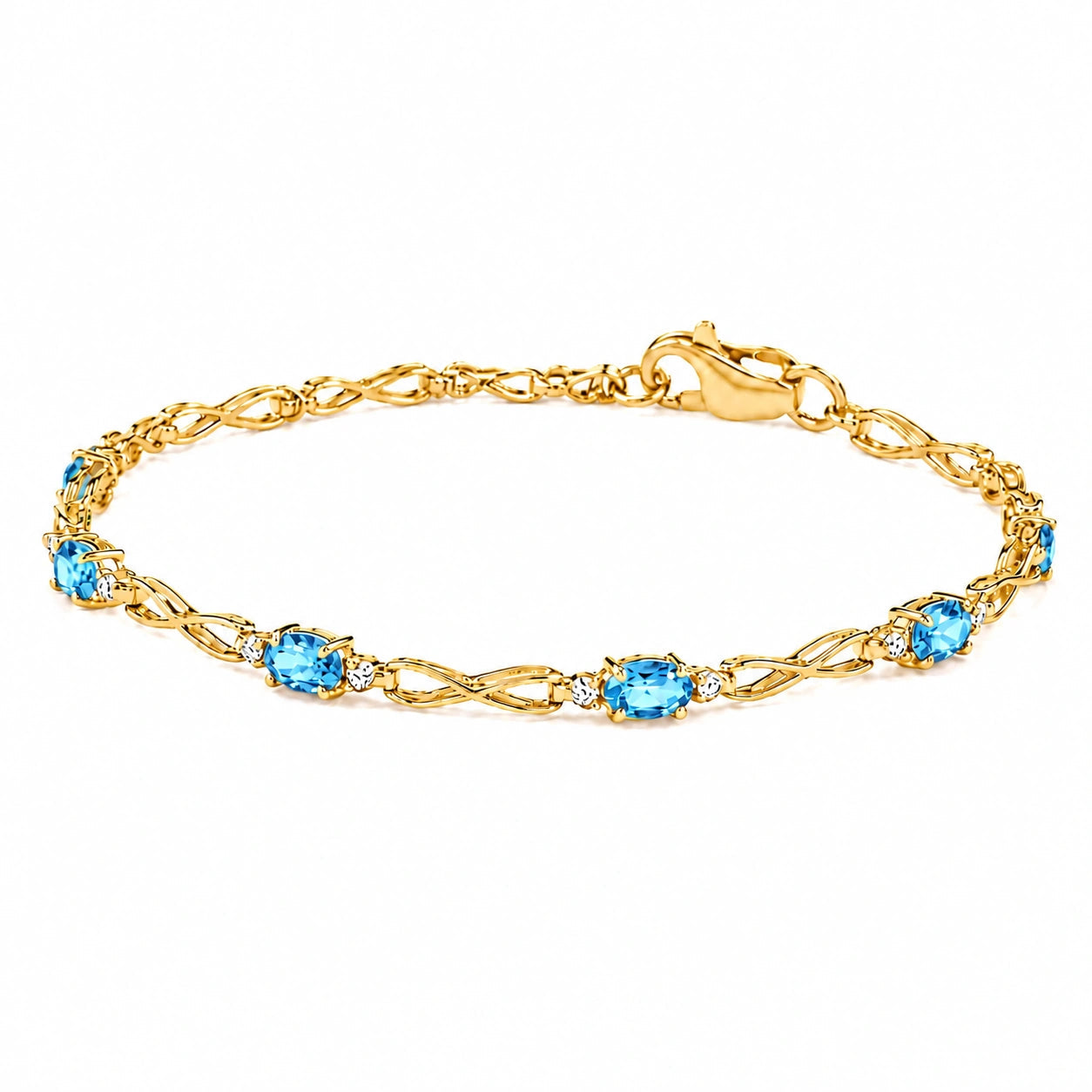 Yellow Gold Diamond & Blue Topaz — Mariagreta